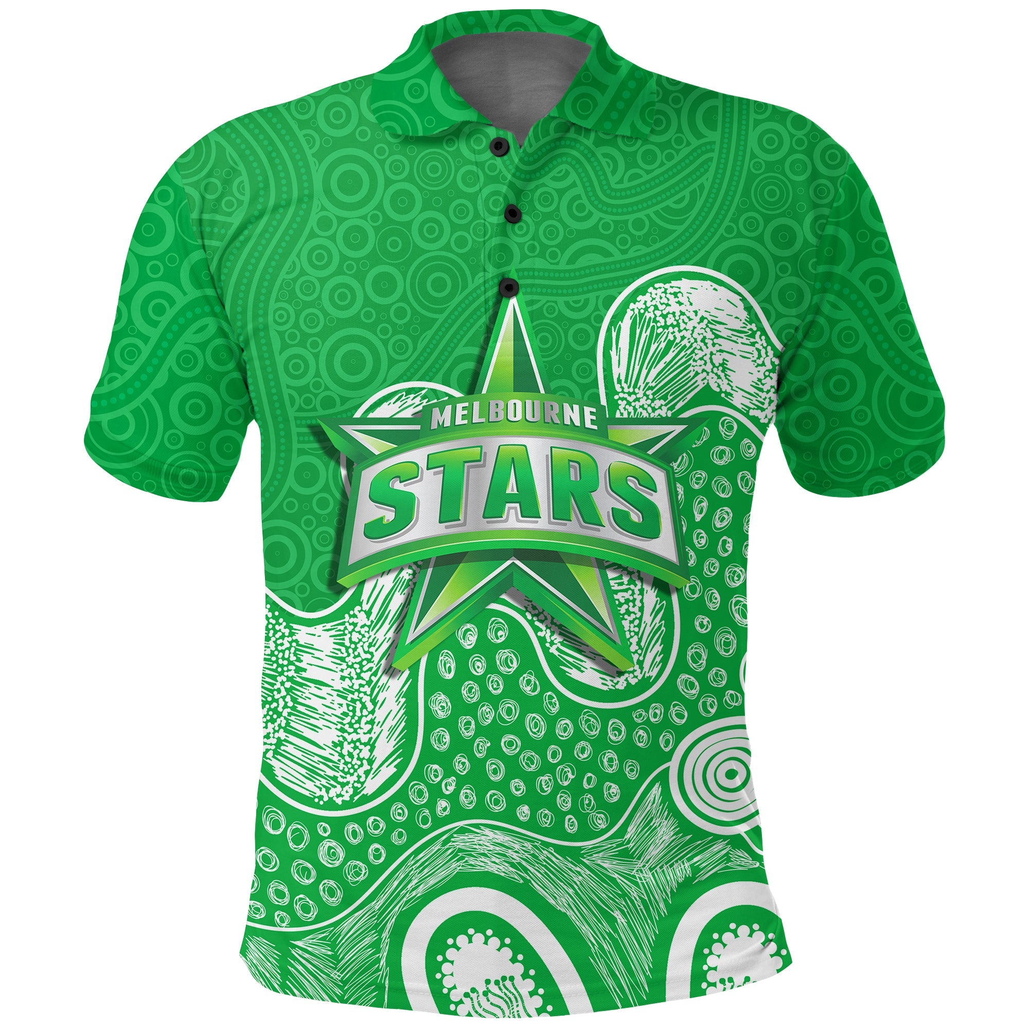 Melbourne Stars Polo Shirt - Aboriginal Style Of Dot - - Vibe Hoodie Shop