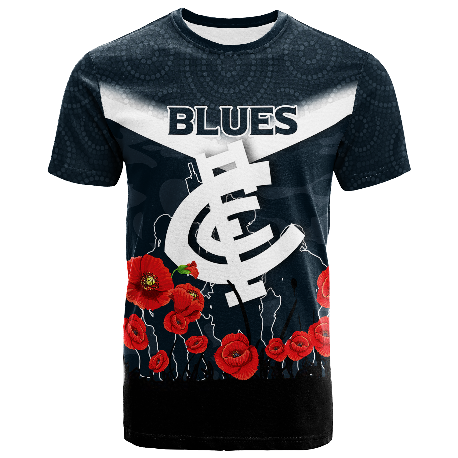 Blues ANZAC Day T shirt - Indigenous Art - - Vibe Hoodie Shop