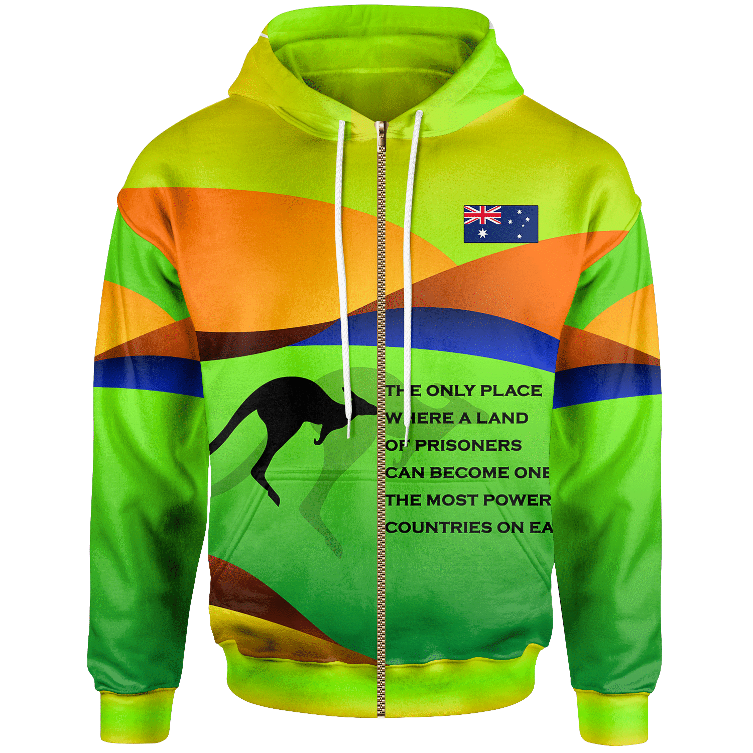 Zip - Up Hoodie - National Color of Australia - Vibe Hoodie Shop