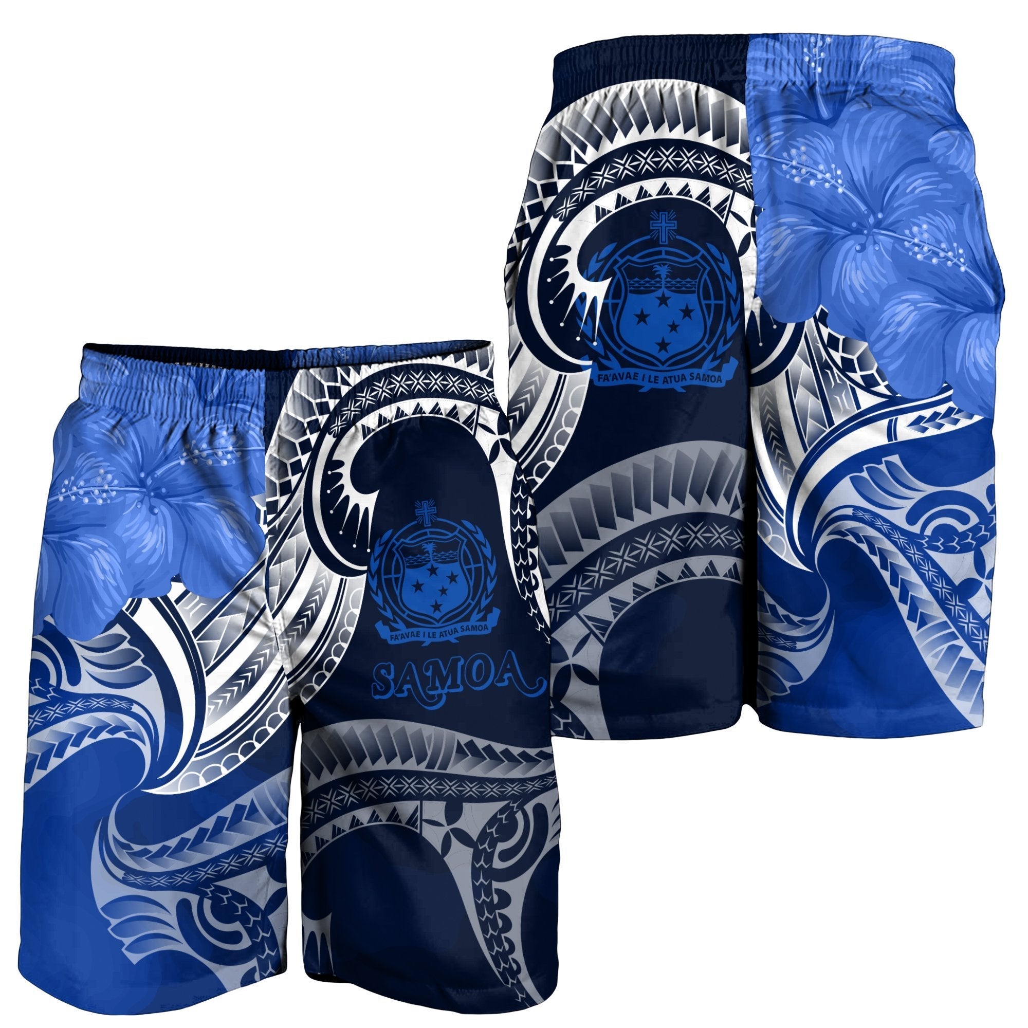 Samoa Men's Shorts - Samoa Seal Wave Style (Blue) - Vibe Hoodie Shop