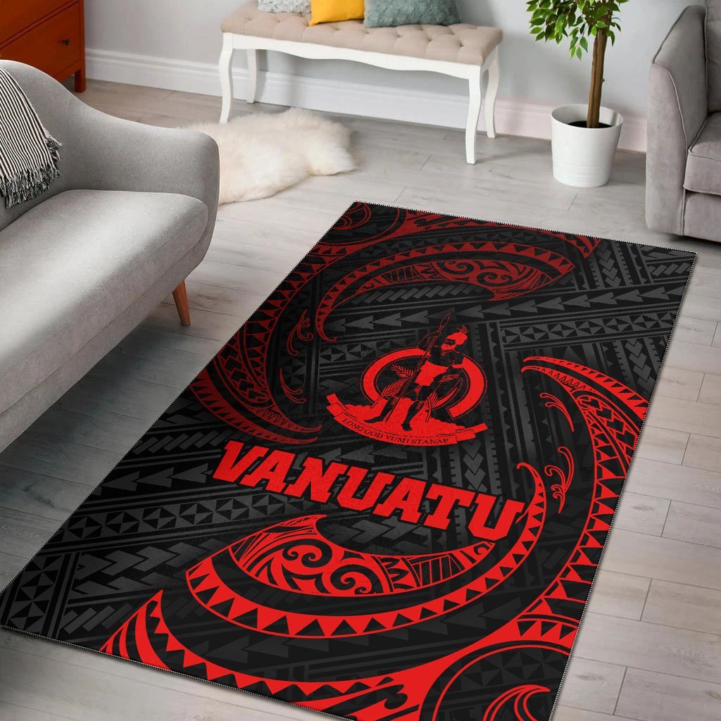 Vanuatu Polynesian Area Rug - Red Tribal Wave - Vibe Hoodie Shop