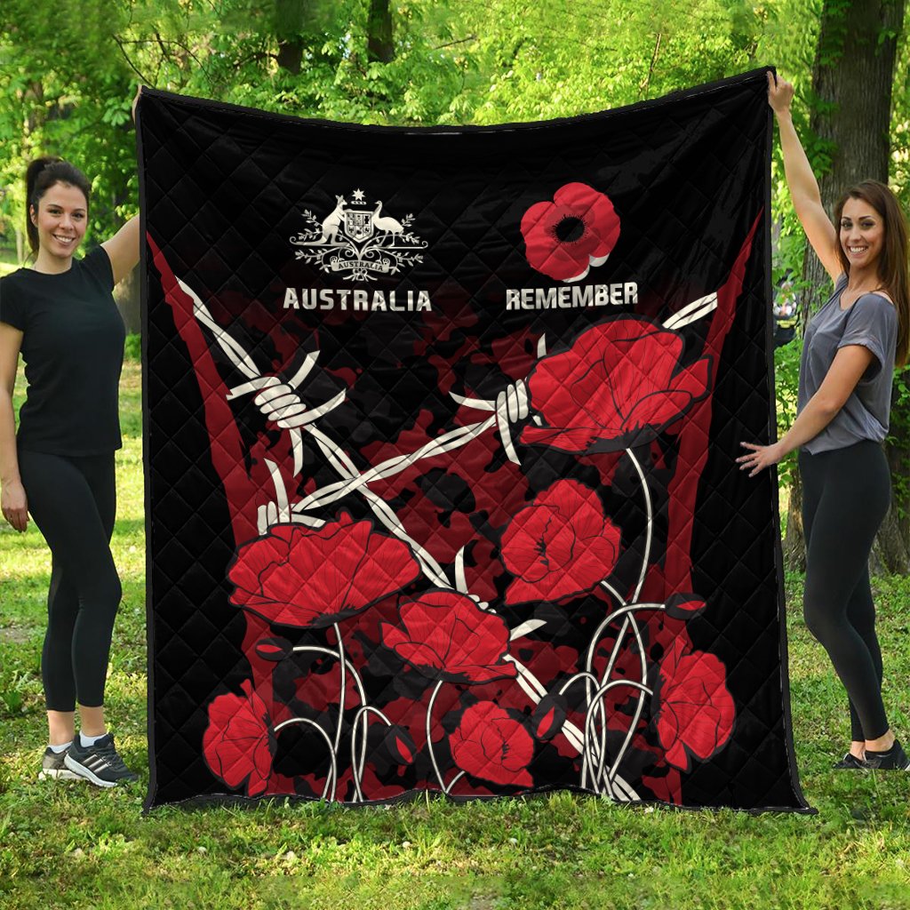 ANZAC Premium Quilt - ANZAC with Remembrance Poppy Flower - Vibe Hoodie Shop