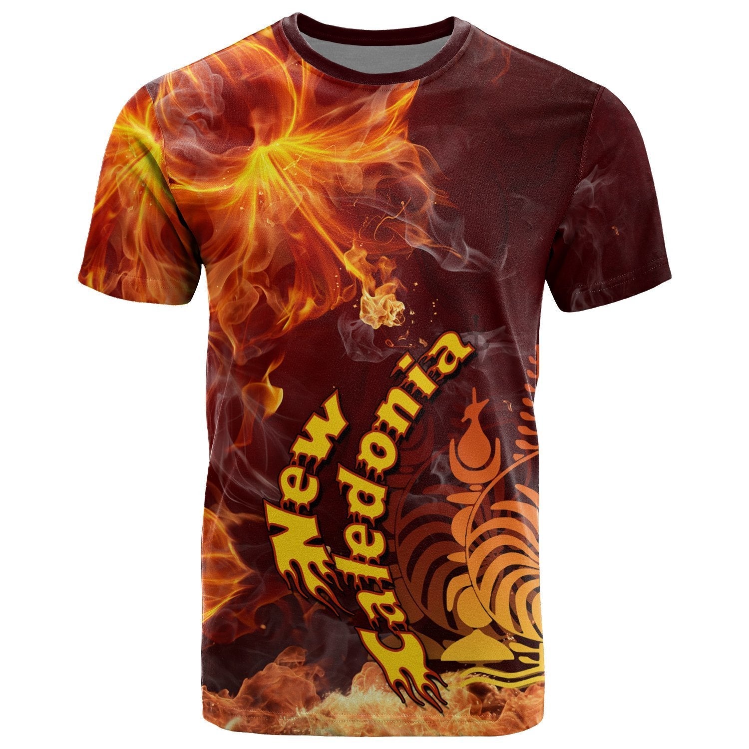 New Caledonia Polynesian T - Shirt - Fire Hibiscus - Vibe Hoodie Shop