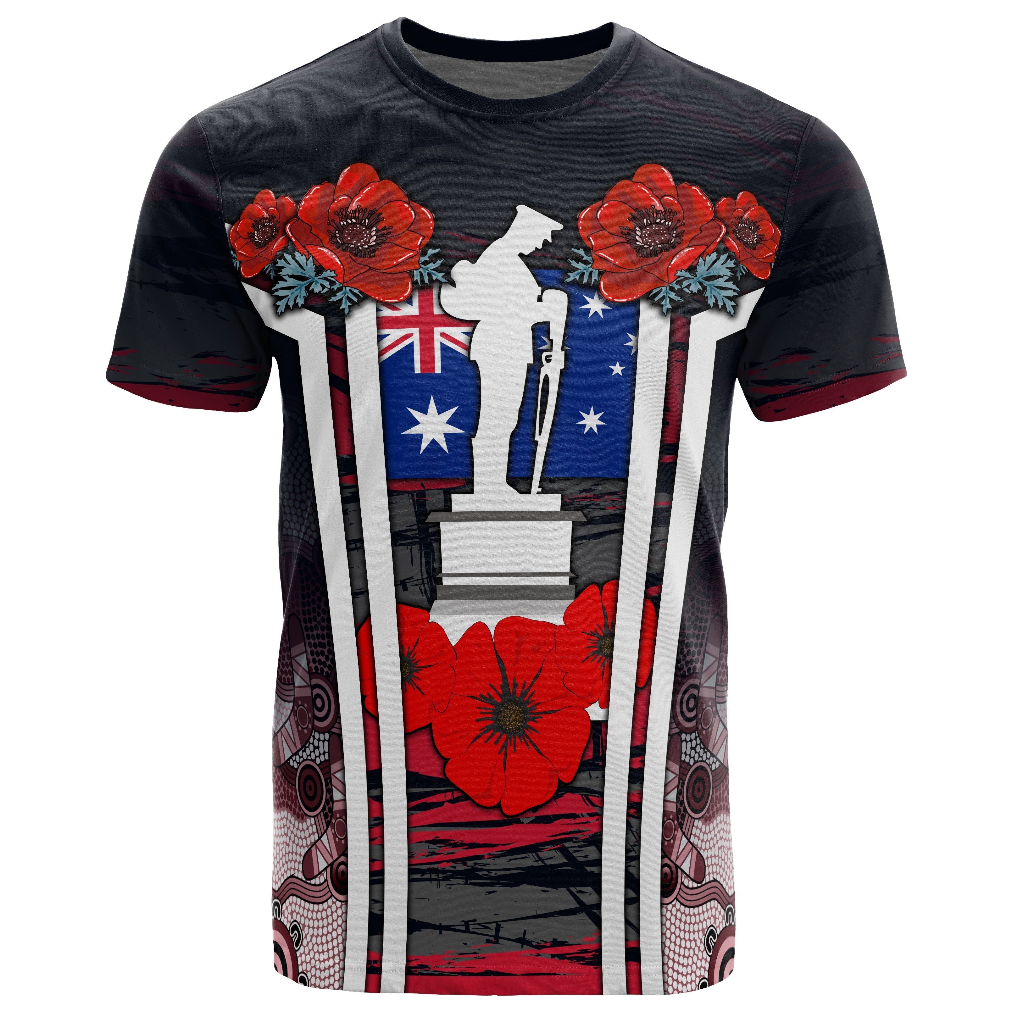 T shirt - ANZAC Day 2020, Poppy Flowerss Dot Painting - Vibe Hoodie Shop