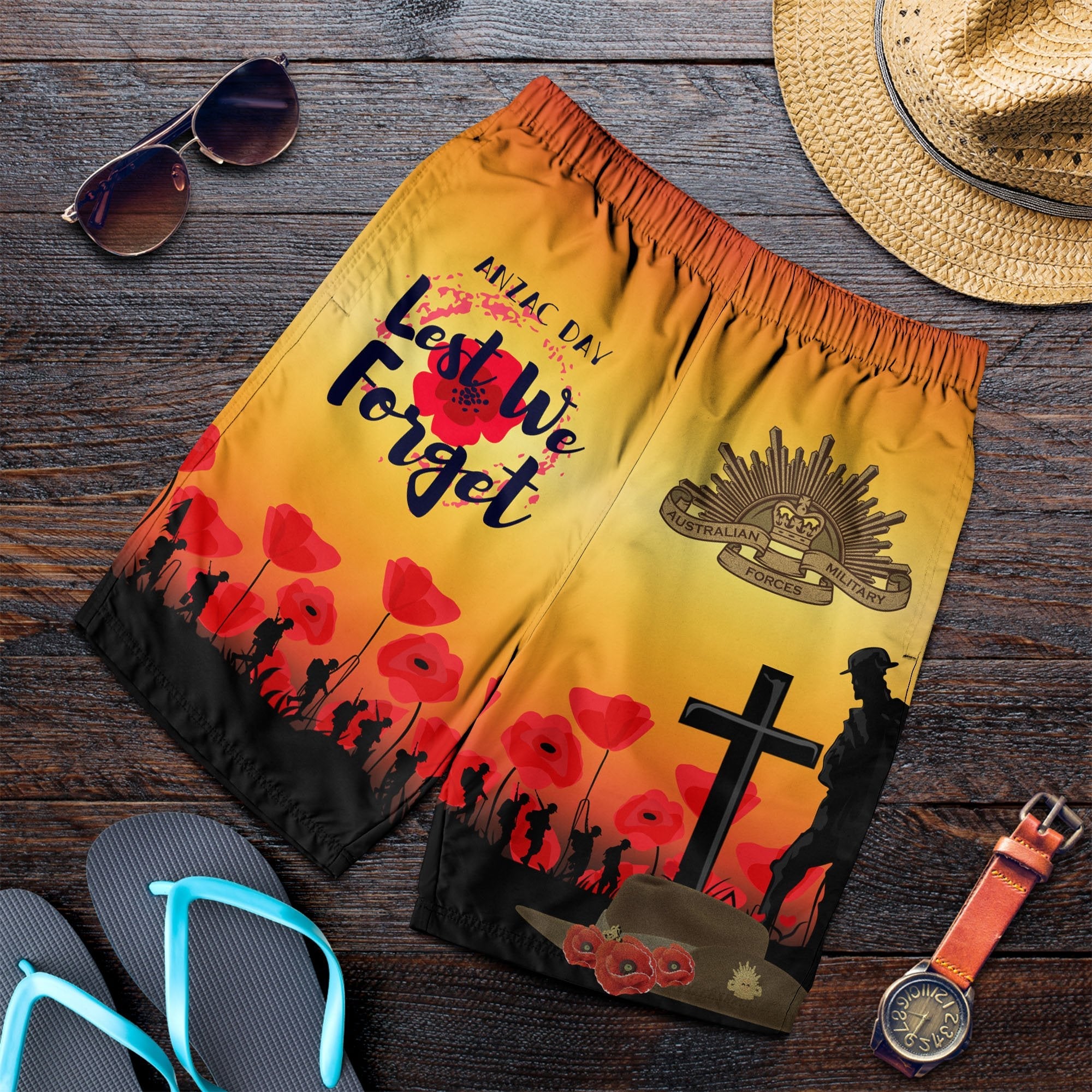 ANZAC Day Men's Shorts - Lest We Forget - Vibe Hoodie Shop