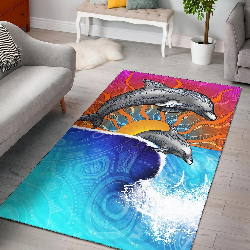 Vibe Hoodie Aboriginal Area Rug, Indigenous Dolphin - HN - RLT20 - Vibe Hoodie Shop