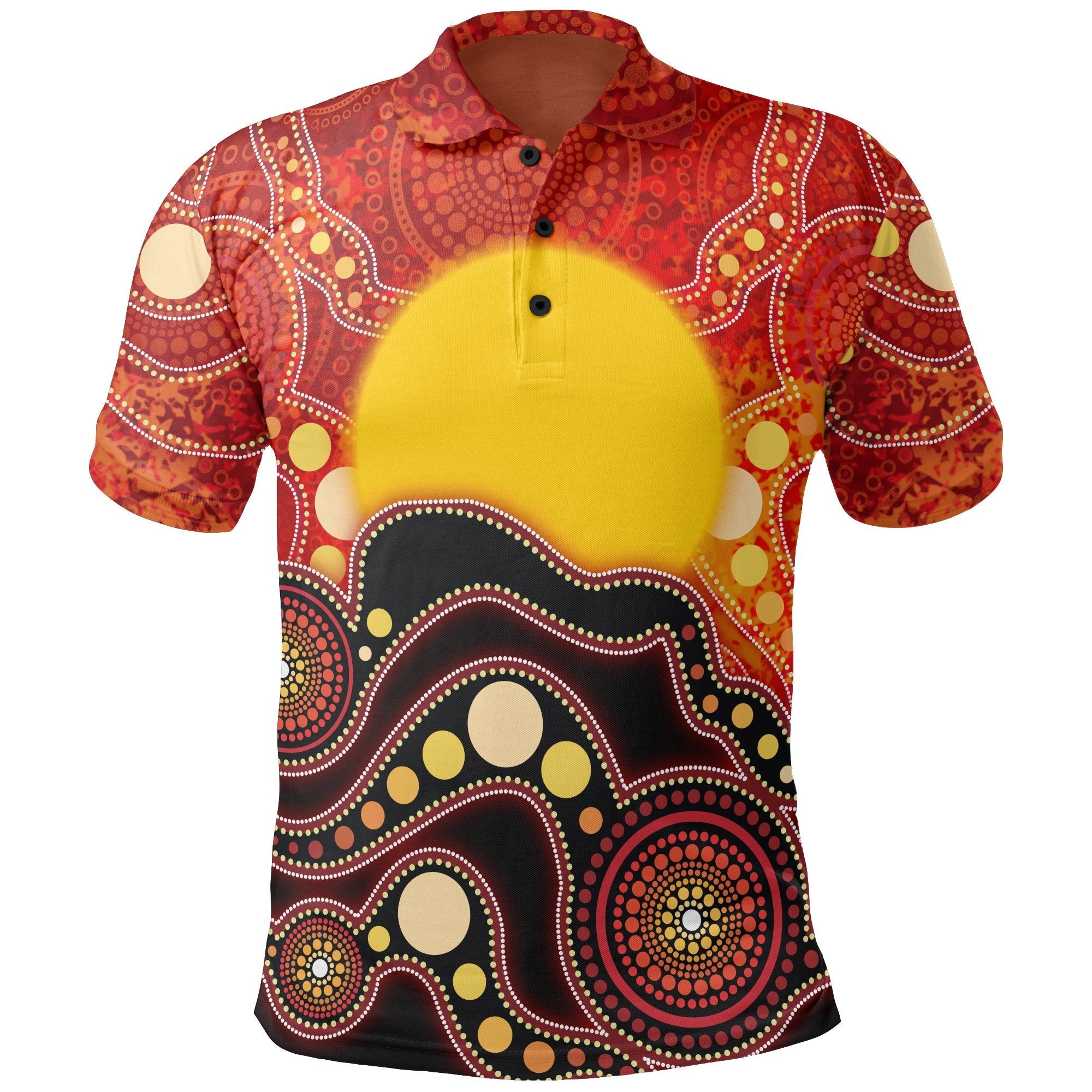 Aboriginal Polo Shirt, Aboriginal Lives Matter Flag Dot Painting Art - Vibe Hoodie Shop