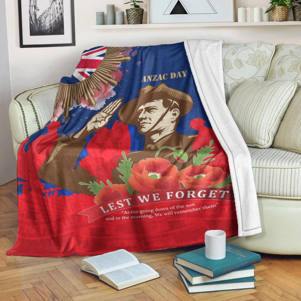 Premium Blanket - AANZAC Australia Remember Them - Vibe Hoodie Shop