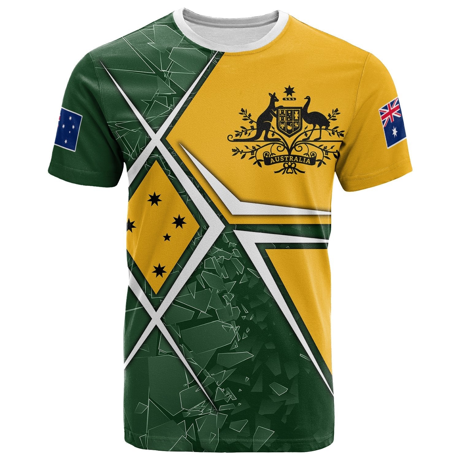 T shirt - Aussie Flag (Green) - Vibe Hoodie Shop