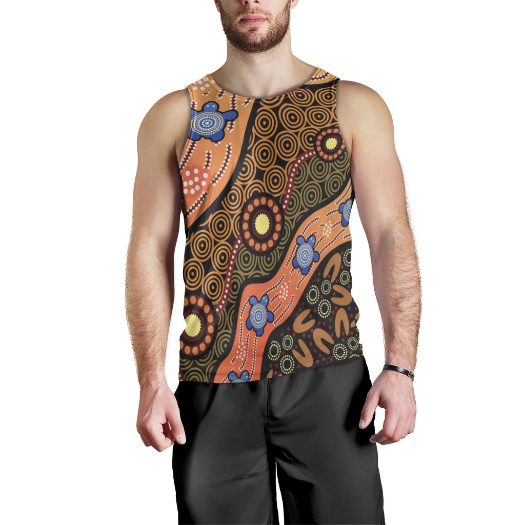 Men Tank - Aboriginal Dot Unique Style Turtle - Vibe Hoodie Shop