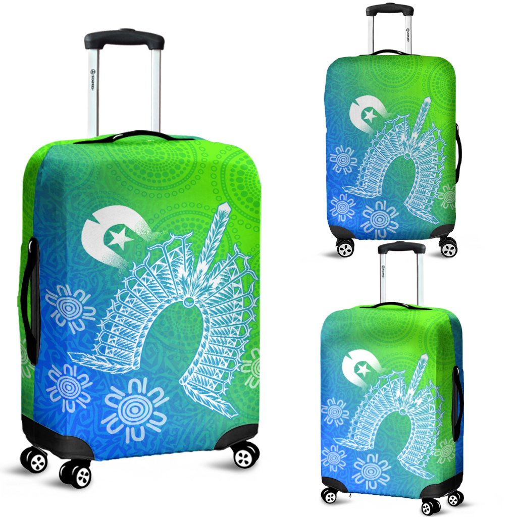 Torres Strait Islanders Luggage Covers - Dhari Mask Ocean Style - Vibe Hoodie Shop