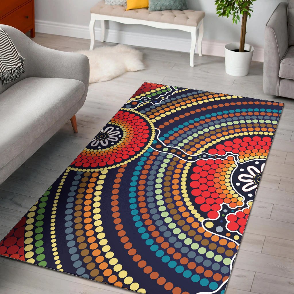 Area Rug - Aboriginal Dot Painting Rug Ver11 - Vibe Hoodie Shop