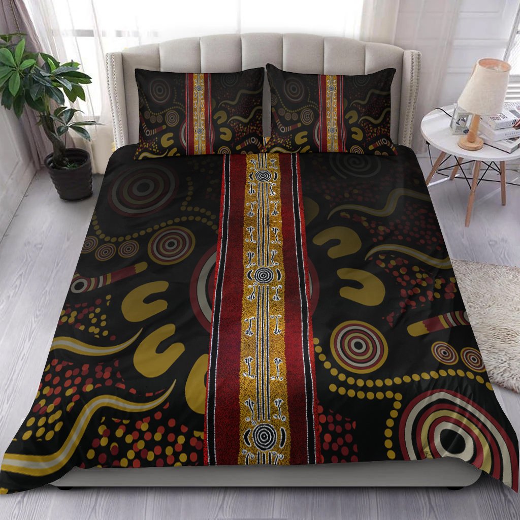 Bedding Set - Aboriginal Dot Panting Art Stripe Lines - Vibe Hoodie Shop