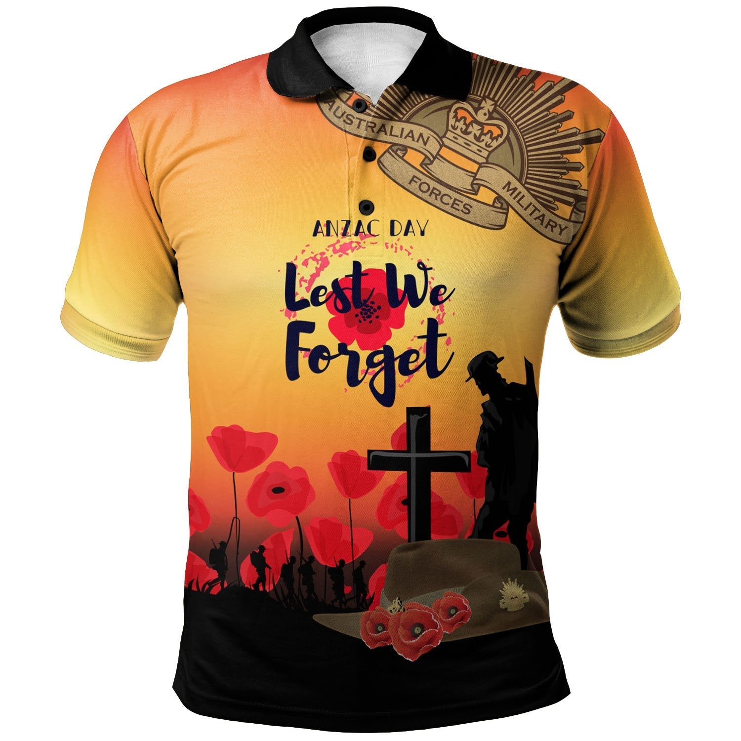 ANZAC Day Polo Shirt - Lest We Forget - Vibe Hoodie Shop