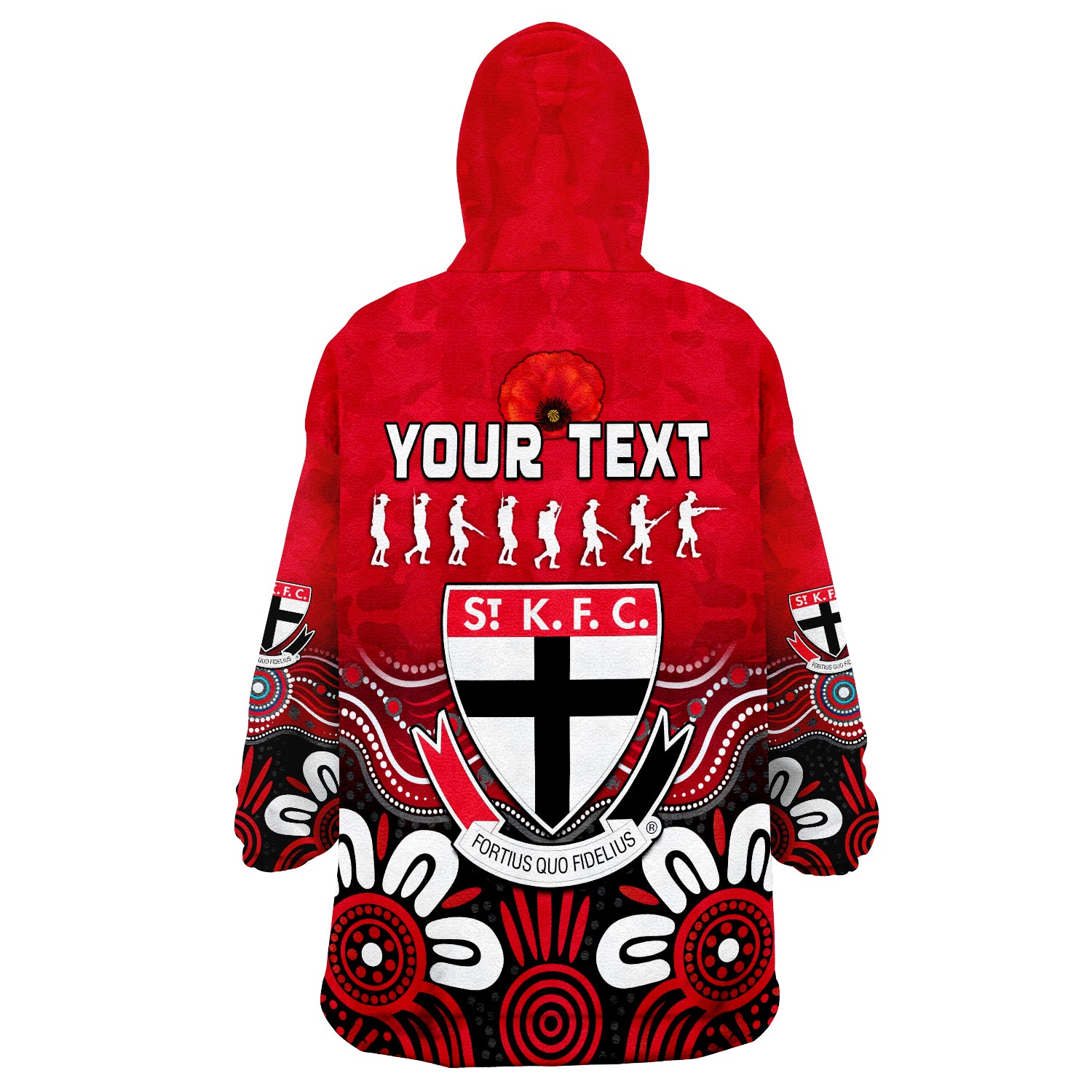 (Custom Personalised) Saints ANZAC 2022 St Kilda Aboriginal Remember Them Wearable Blanket Hoodie - Vibe Hoodie Shop