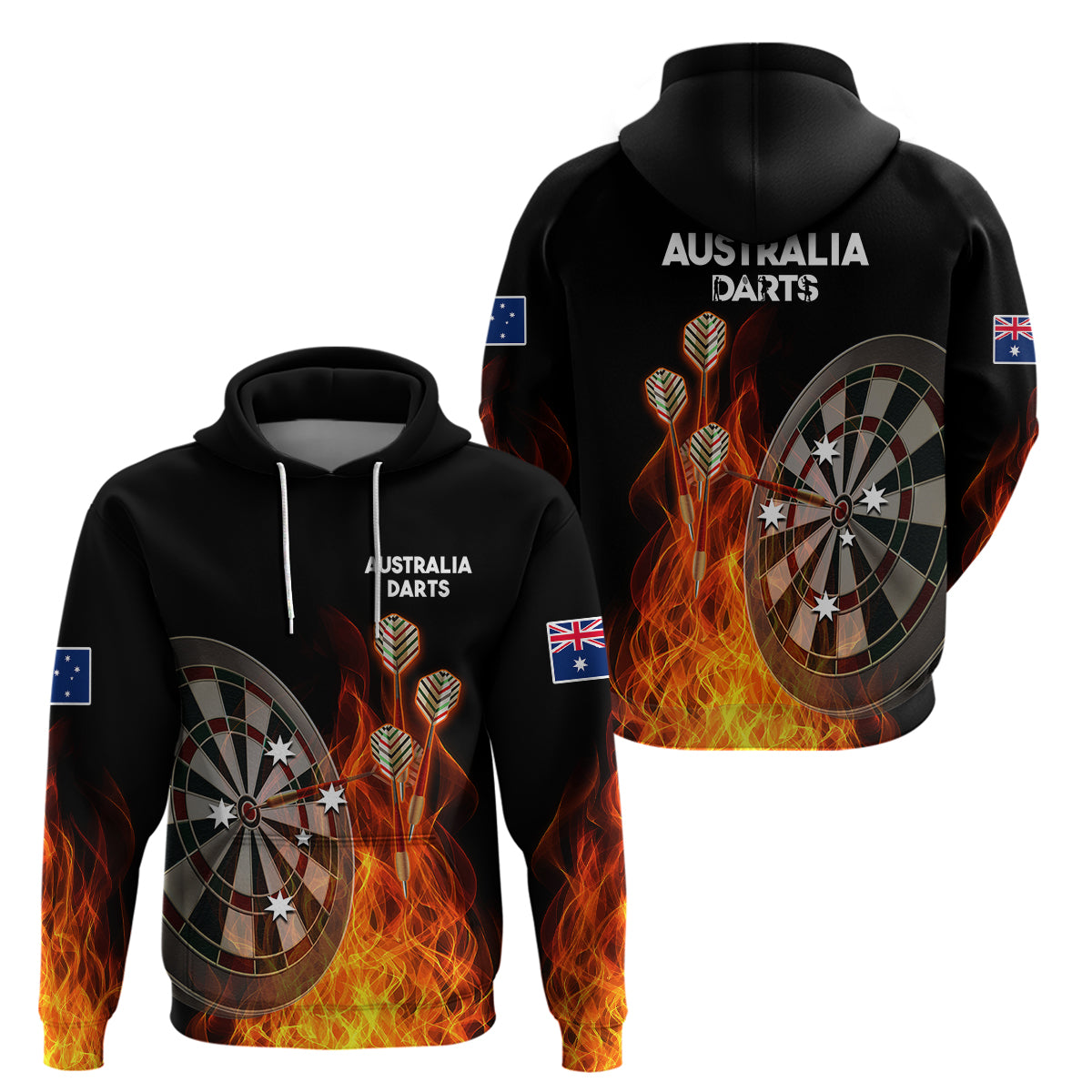 Australia Darts Fire Burning Black Style Hoodie - Vibe Hoodie Shop