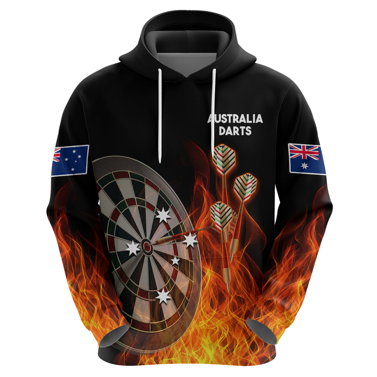 Australia Darts Fire Burning Black Style Hoodie - Vibe Hoodie Shop