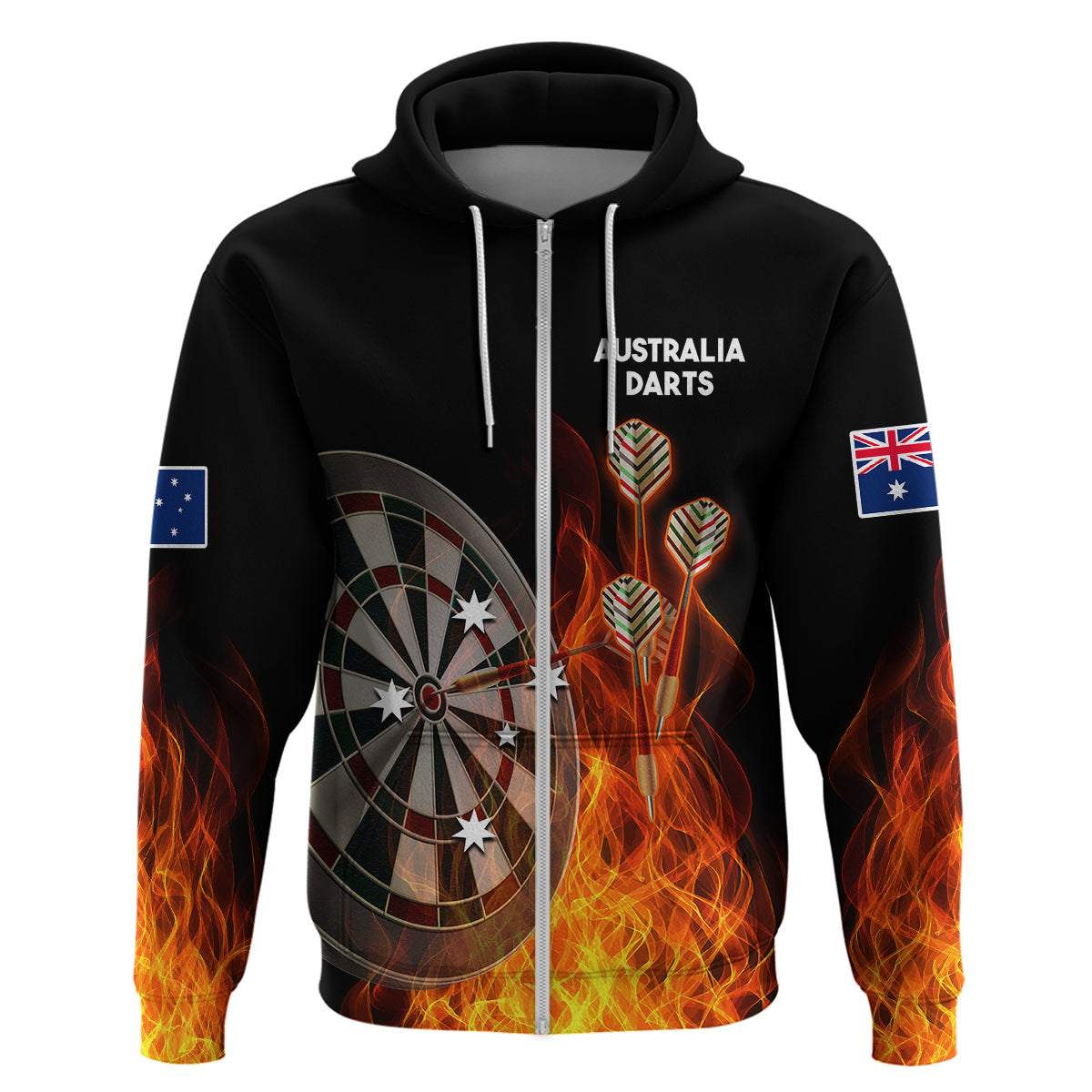 Australia Darts Fire Burning Black Style Hoodie - Vibe Hoodie Shop