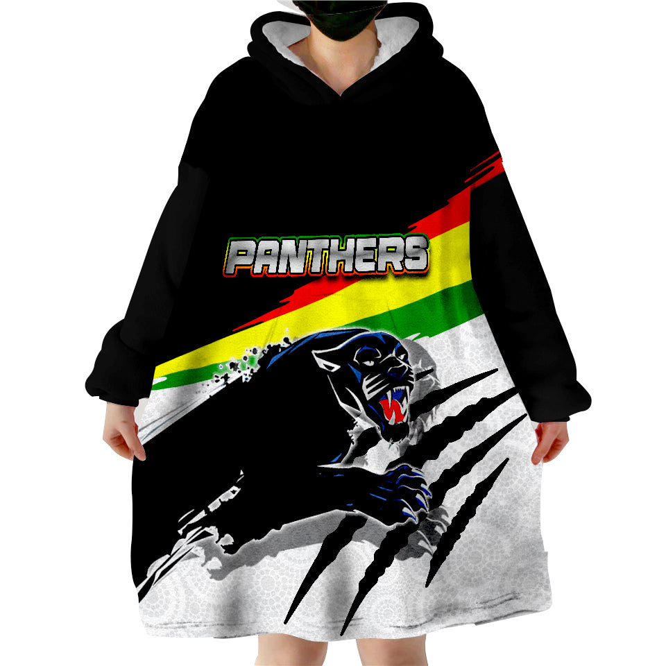 Panthers Aboriginal Dot Patterns Wearable Blanket Hoodie - Vibe Hoodie Shop