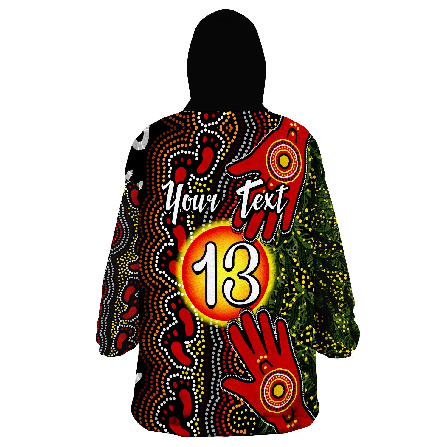 (Custom Text and Number) Aboriginal Dot Painting Go To Touch The Sun Wearable Blanket Hoodie - Vibe Hoodie Shop