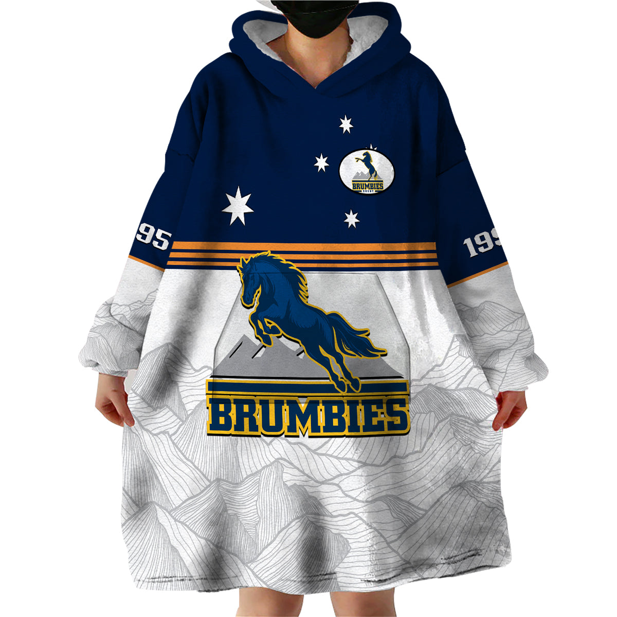 (Custom Text And Number) Brumbies Rugby 1995 Super Sporty Style Wearable Blanket Hoodie - Vibe Hoodie Shop