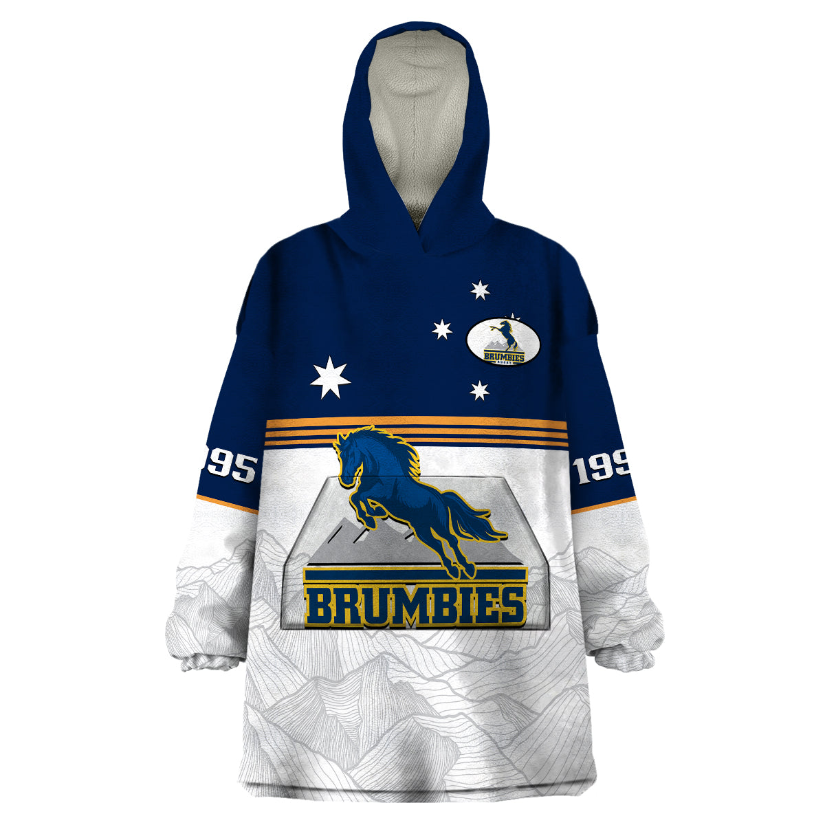 (Custom Text And Number) Brumbies Rugby 1995 Super Sporty Style Wearable Blanket Hoodie - Vibe Hoodie Shop