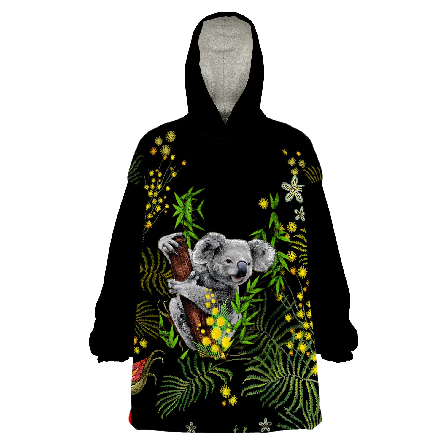 (Custom Personalised) Golden Wattle Koala Australia Acacia Pycnantha Version Simple Wearable Blanket Hoodie - Vibe Hoodie Shop