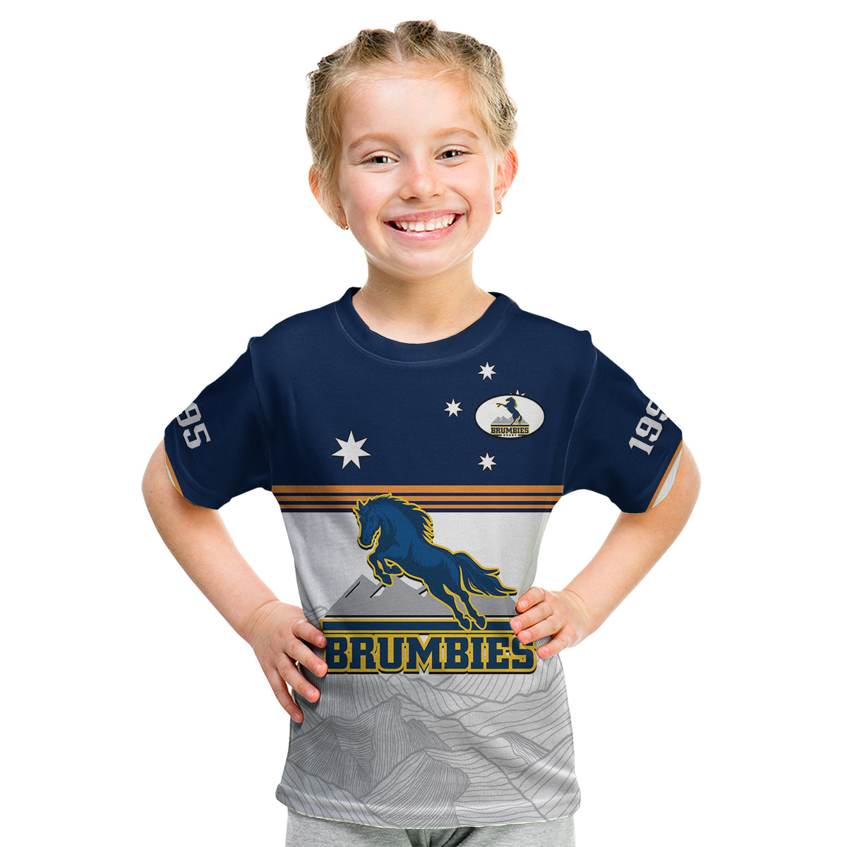 (Custom Text And Number) Brumbies Rugby 1995 Super Sporty Style Kid T Shirt - Vibe Hoodie Shop