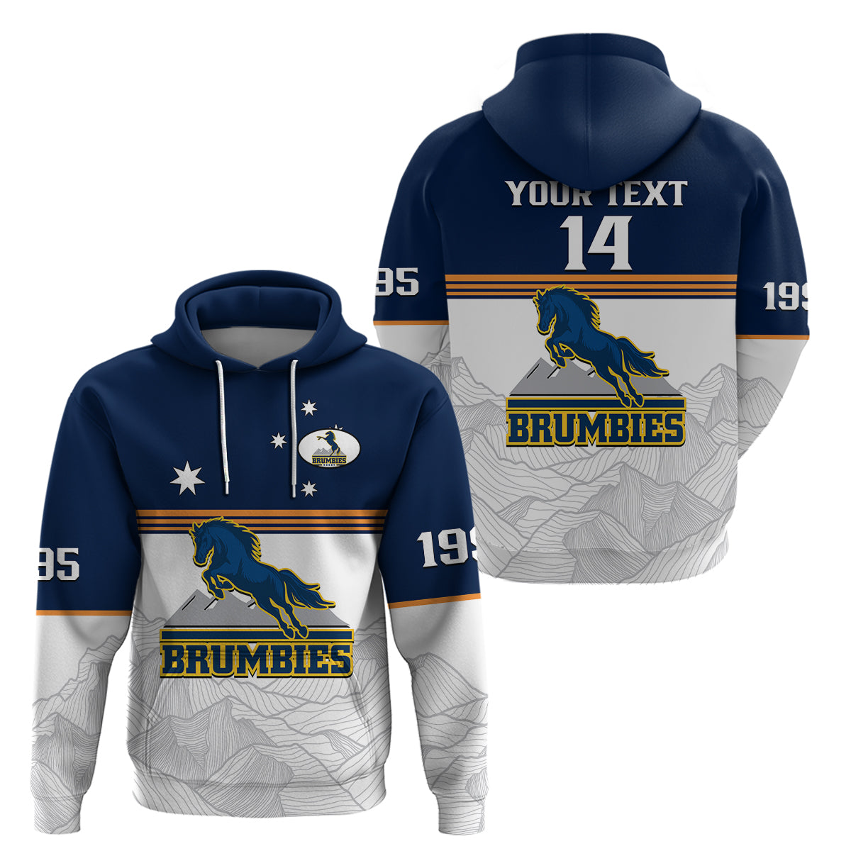 (Custom Text And Number) Brumbies Rugby 1995 Super Sporty Style Hoodie - Vibe Hoodie Shop