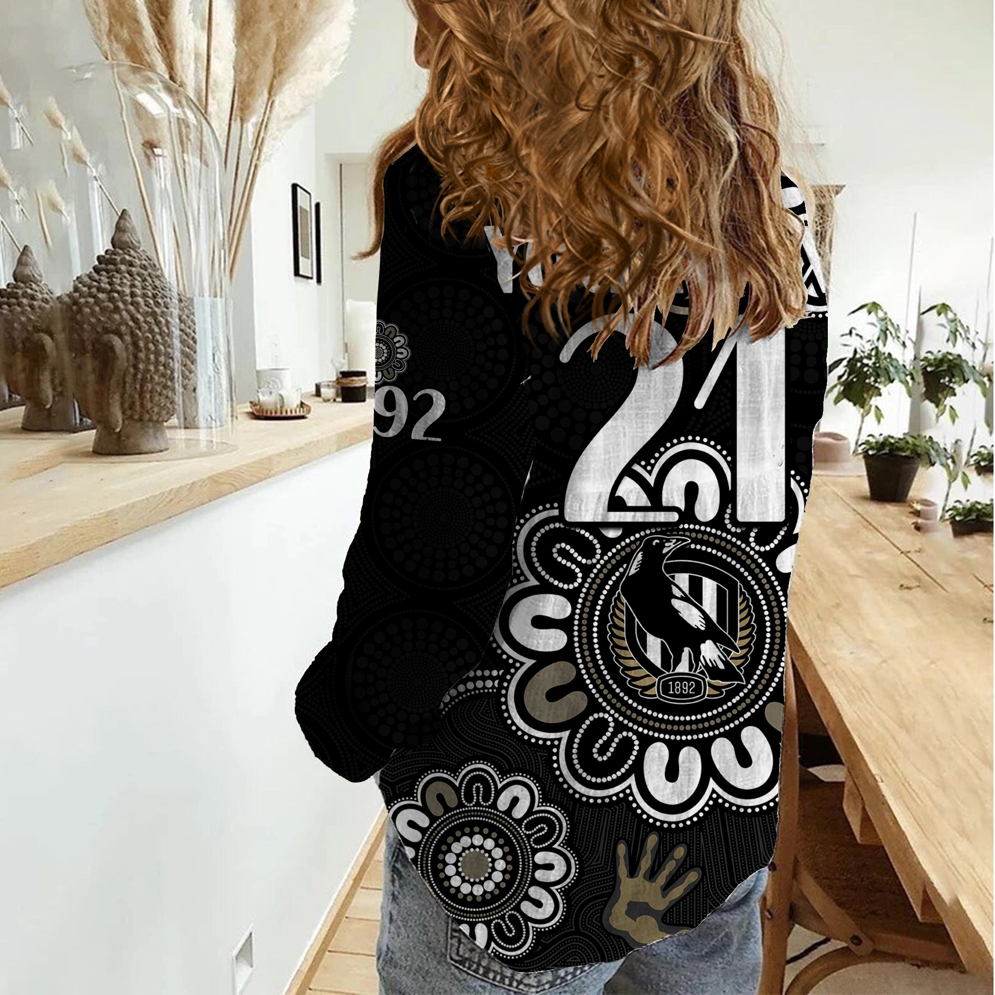 (Custom Personalised) AFL Collingwood Magpies Football Magpies 1892 Women Casual Shirt - Vibe Hoodie Shop