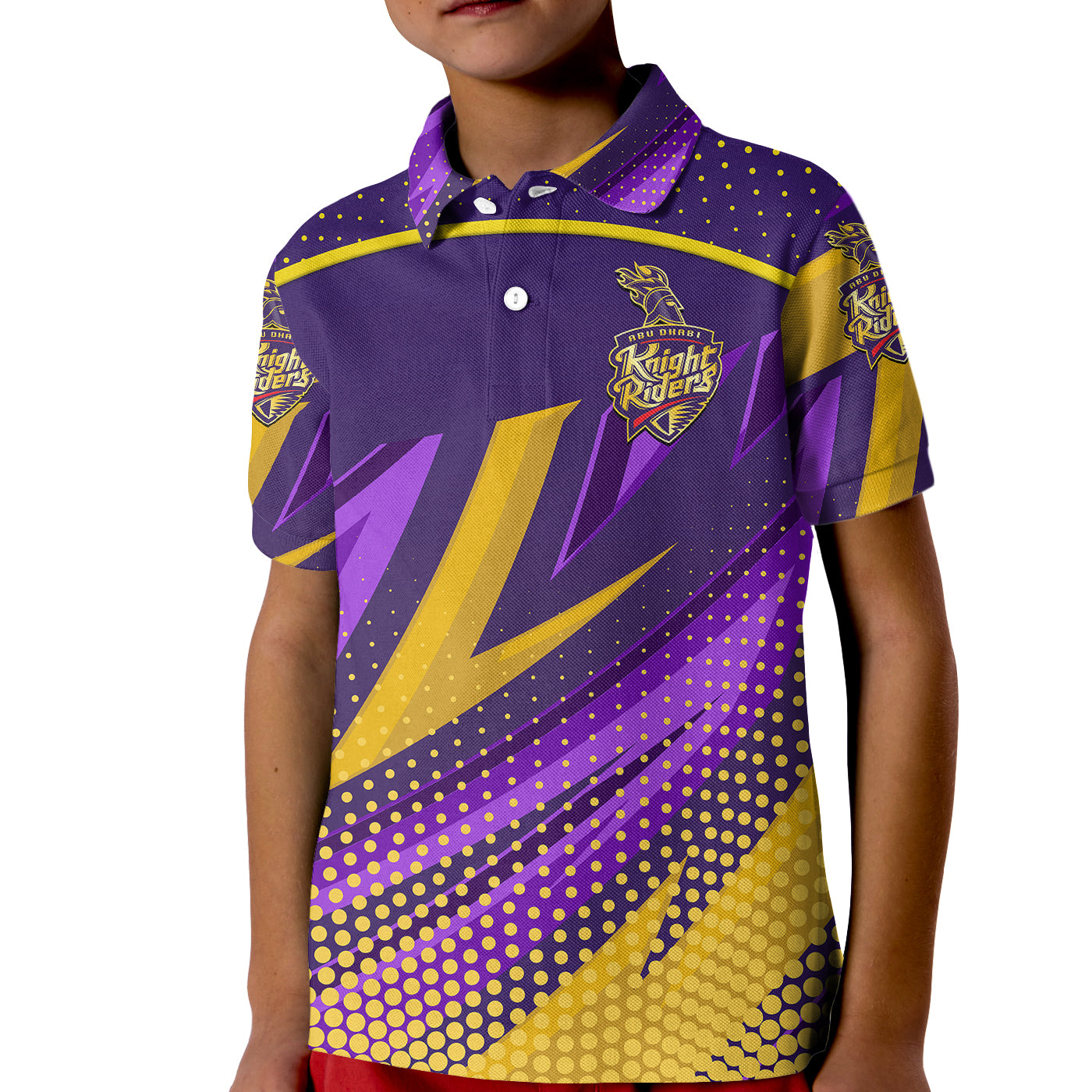 (Custom Personalised) Abu Dhabi Knight Riders ILT20 ADKR Cricket Fancy Style Kid Polo Shirt - Vibe Hoodie Shop