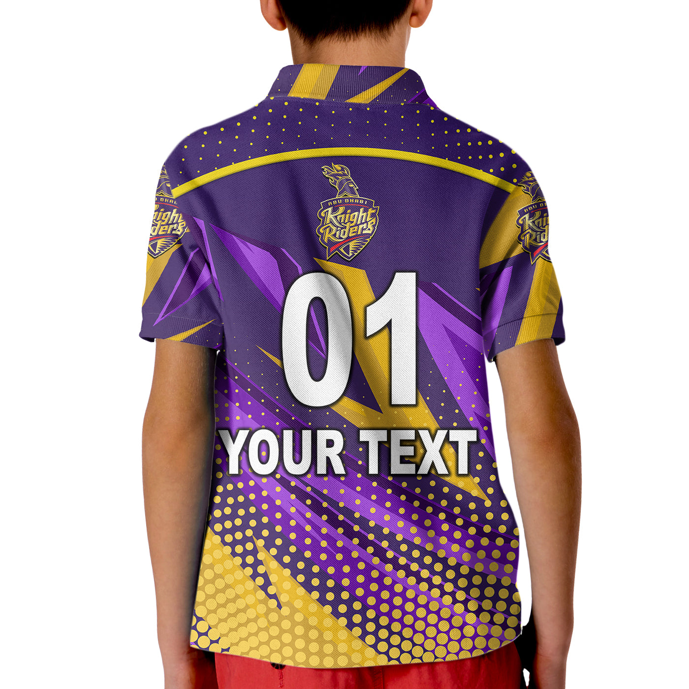 (Custom Personalised) Abu Dhabi Knight Riders ILT20 ADKR Cricket Fancy Style Kid Polo Shirt - Vibe Hoodie Shop