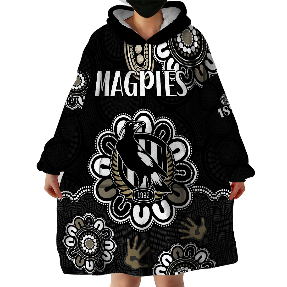 (Custom Personalised) AFL Collingwood Magpies Football Magpies 1892 Wearable Blanket Hoodie - Vibe Hoodie Shop