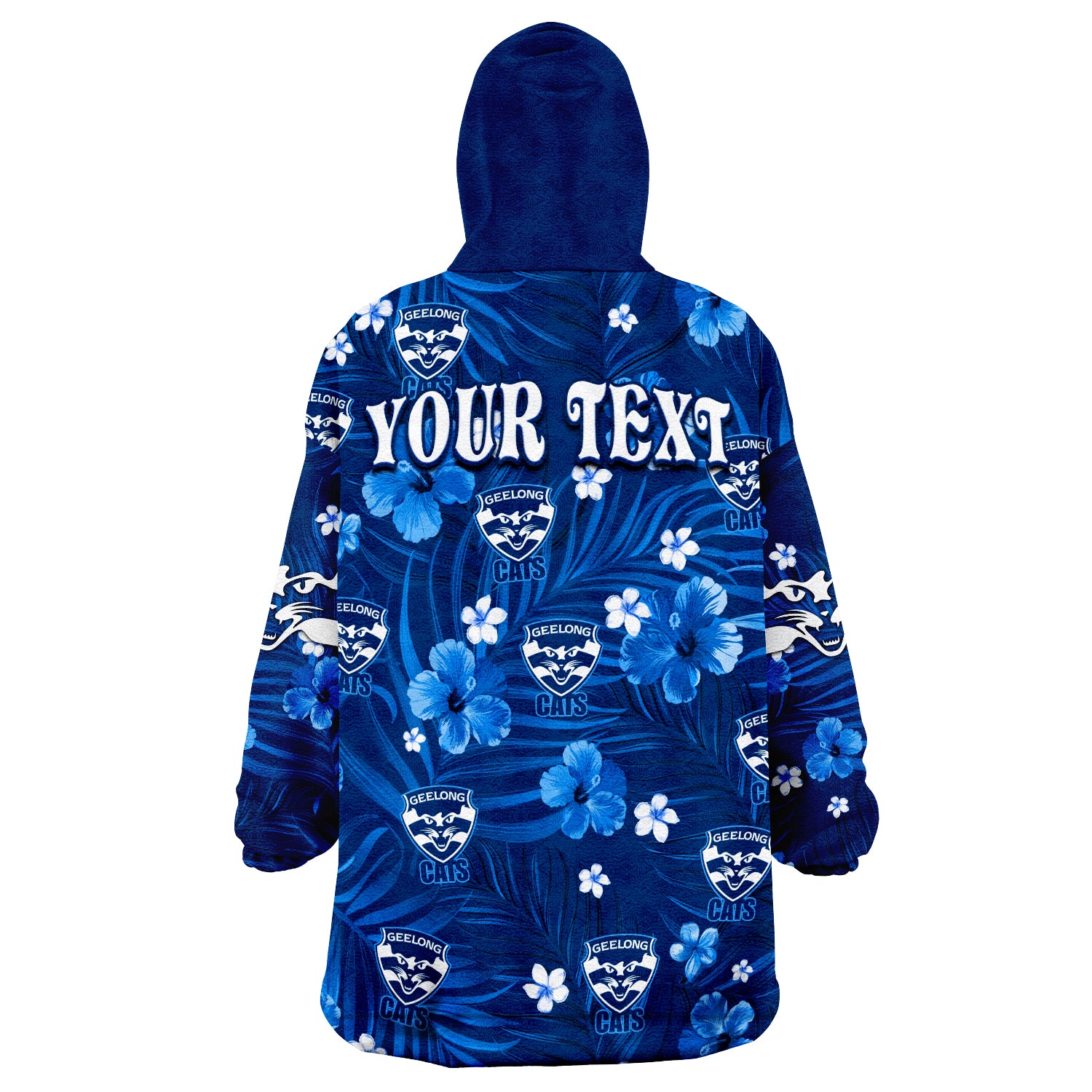 (Custom Personalised) Cats Football Geelong Premiers Tropical Flowers Simple Wearable Blanket Hoodie - Vibe Hoodie Shop