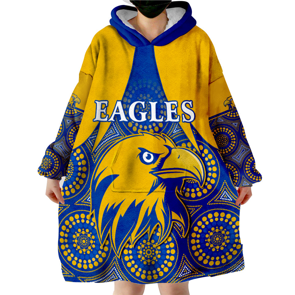 (Custom Personalised) Eagles Indigenous West Coast 2022 Version Gold Wearable Blanket Hoodie - Vibe Hoodie Shop