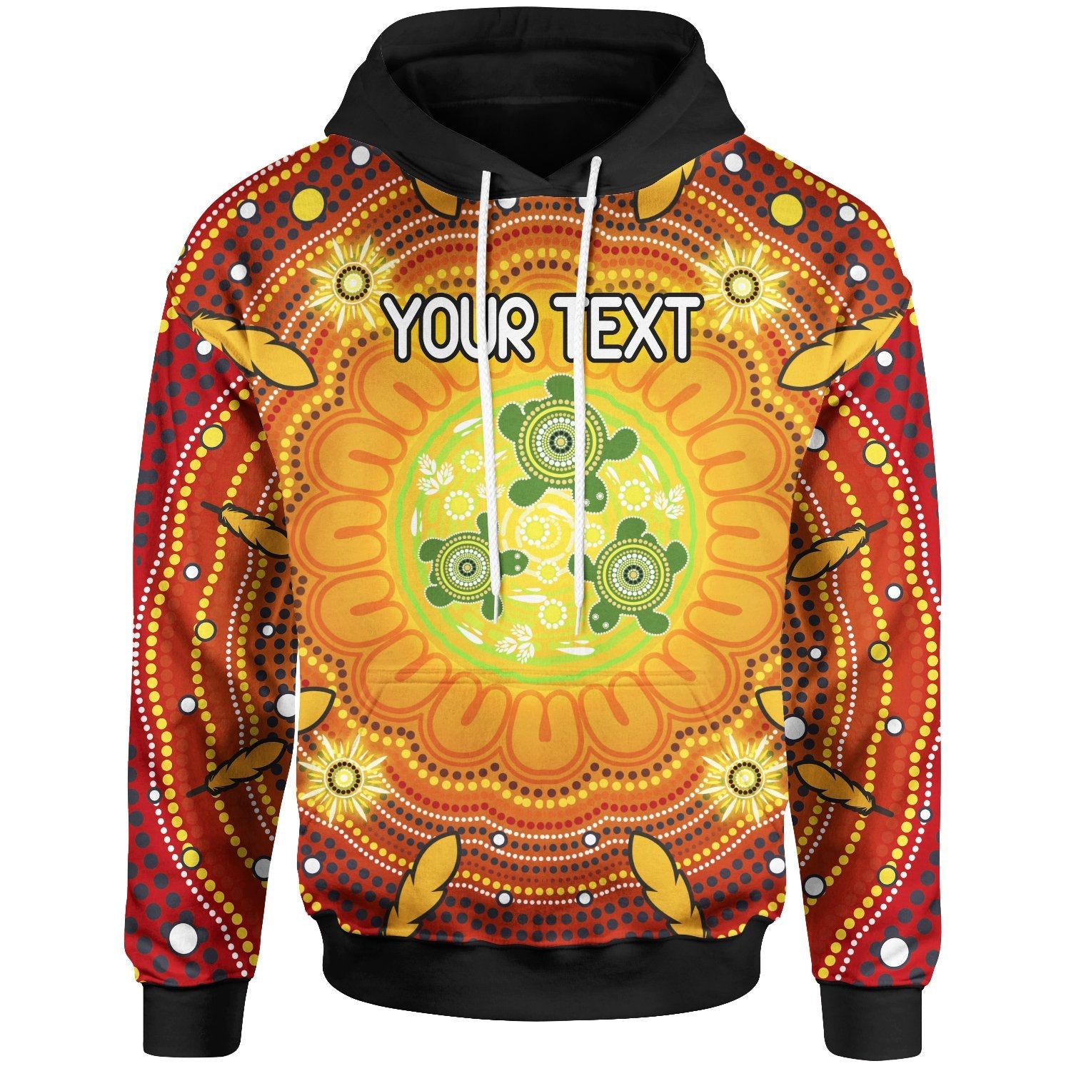 Custom Text Aboriginal Hoodie - Turtle Circle Dot Painting Art - Vibe Hoodie Shop