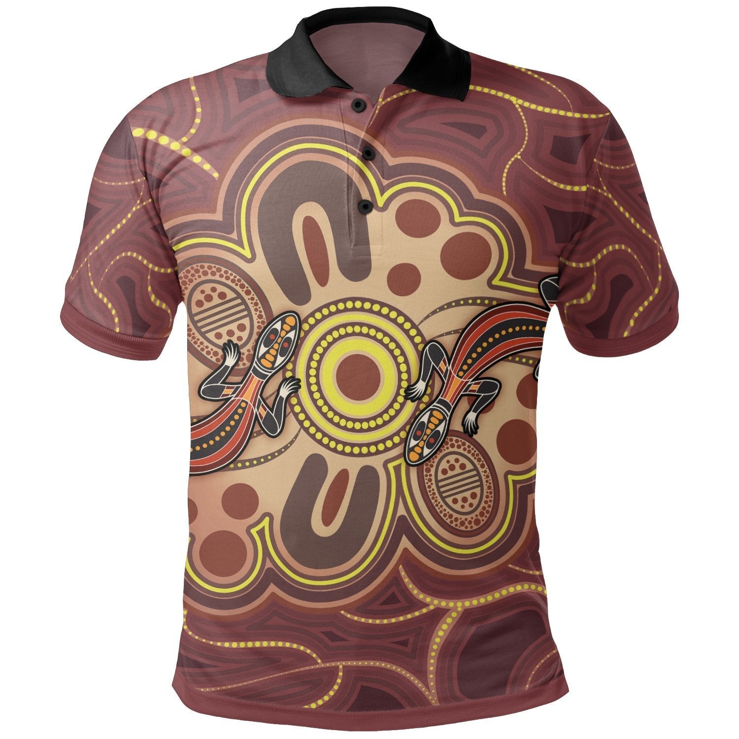 Aboriginal Polo Shirts, Indigenous Lizard Dot Painting Art - Vibe Hoodie Shop