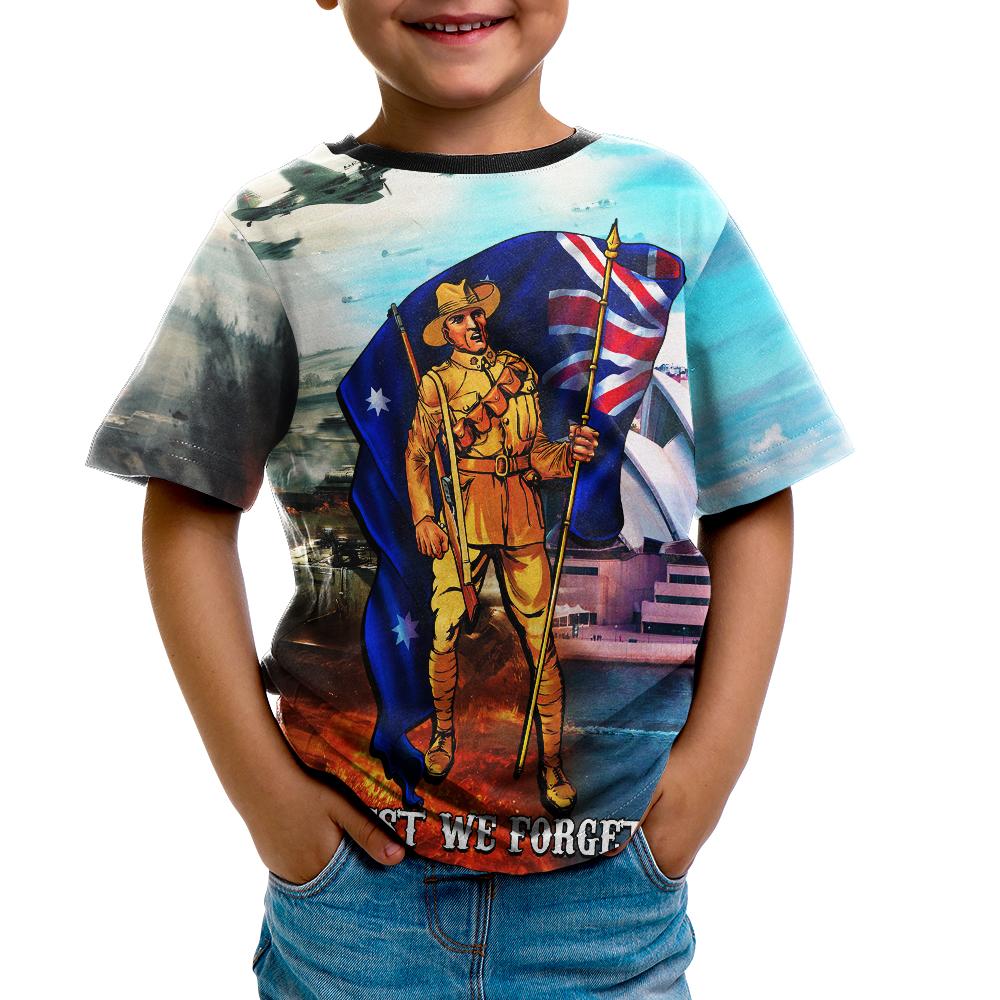 ANZAC Kid T shirts - Australian Soldier - Vibe Hoodie Shop