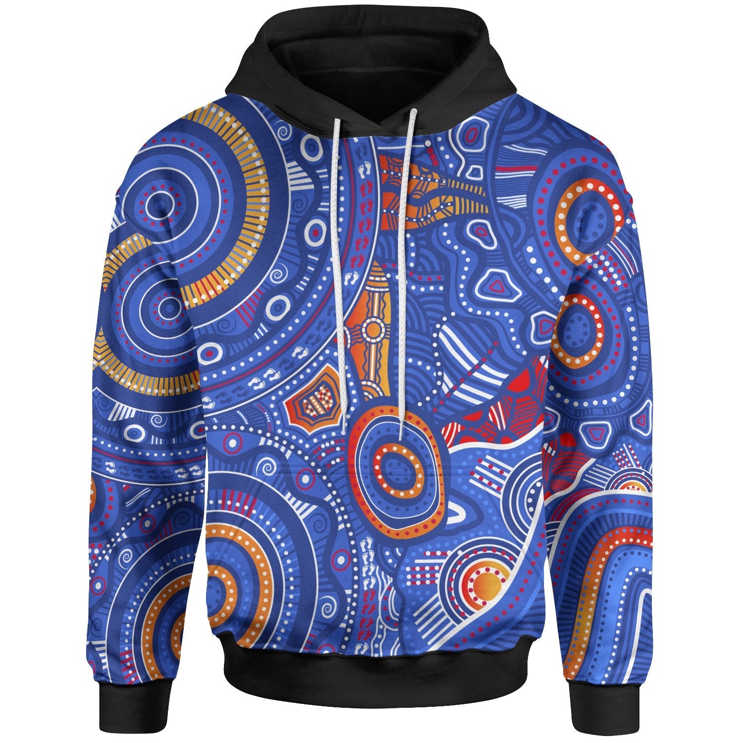 Aboriginal Hoodie - Indigenous Footprint Patterns Blue Color - Vibe Hoodie Shop