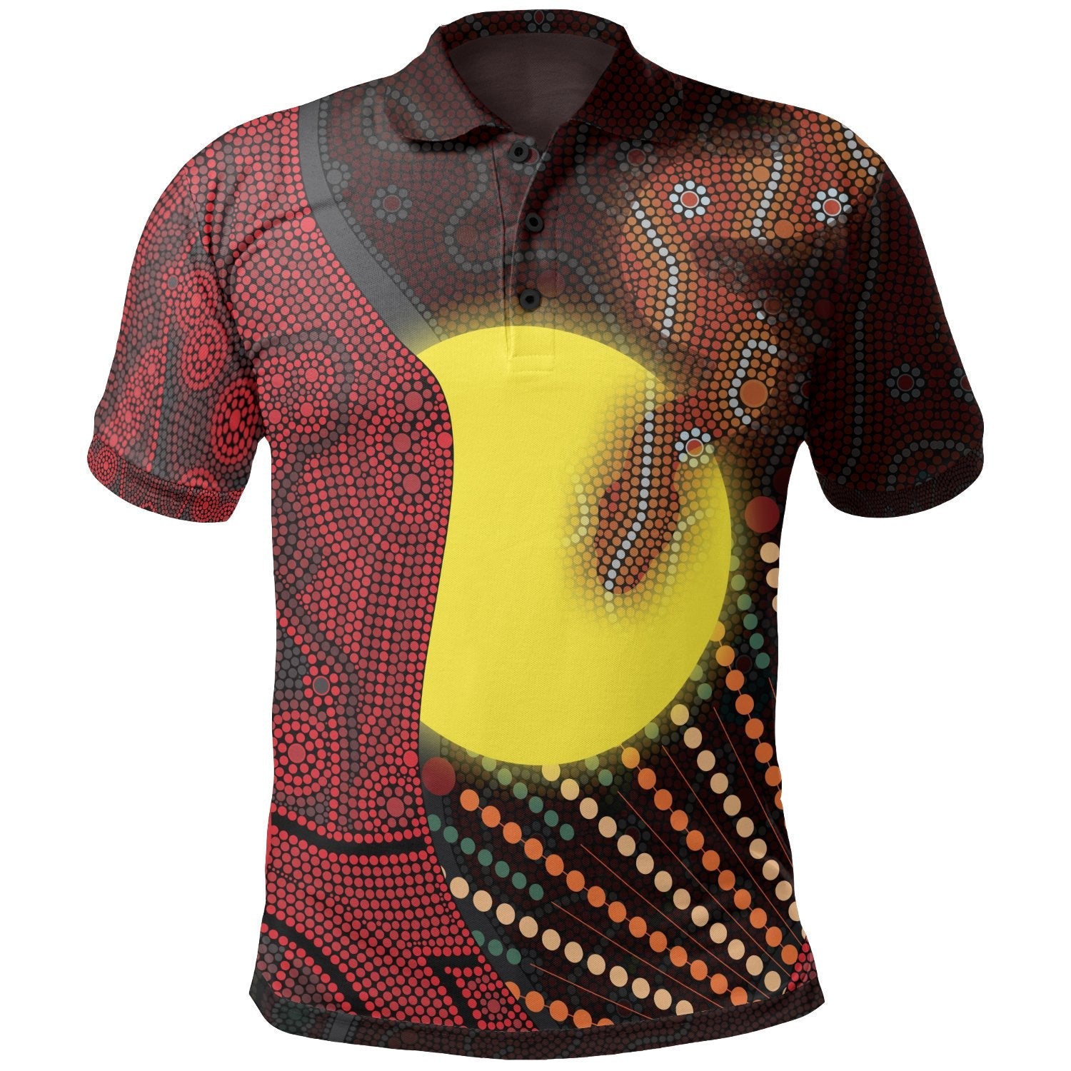 Aboriginal Polo Shirts - Indigenous Snake Sun Dot Painting - Vibe Hoodie Shop