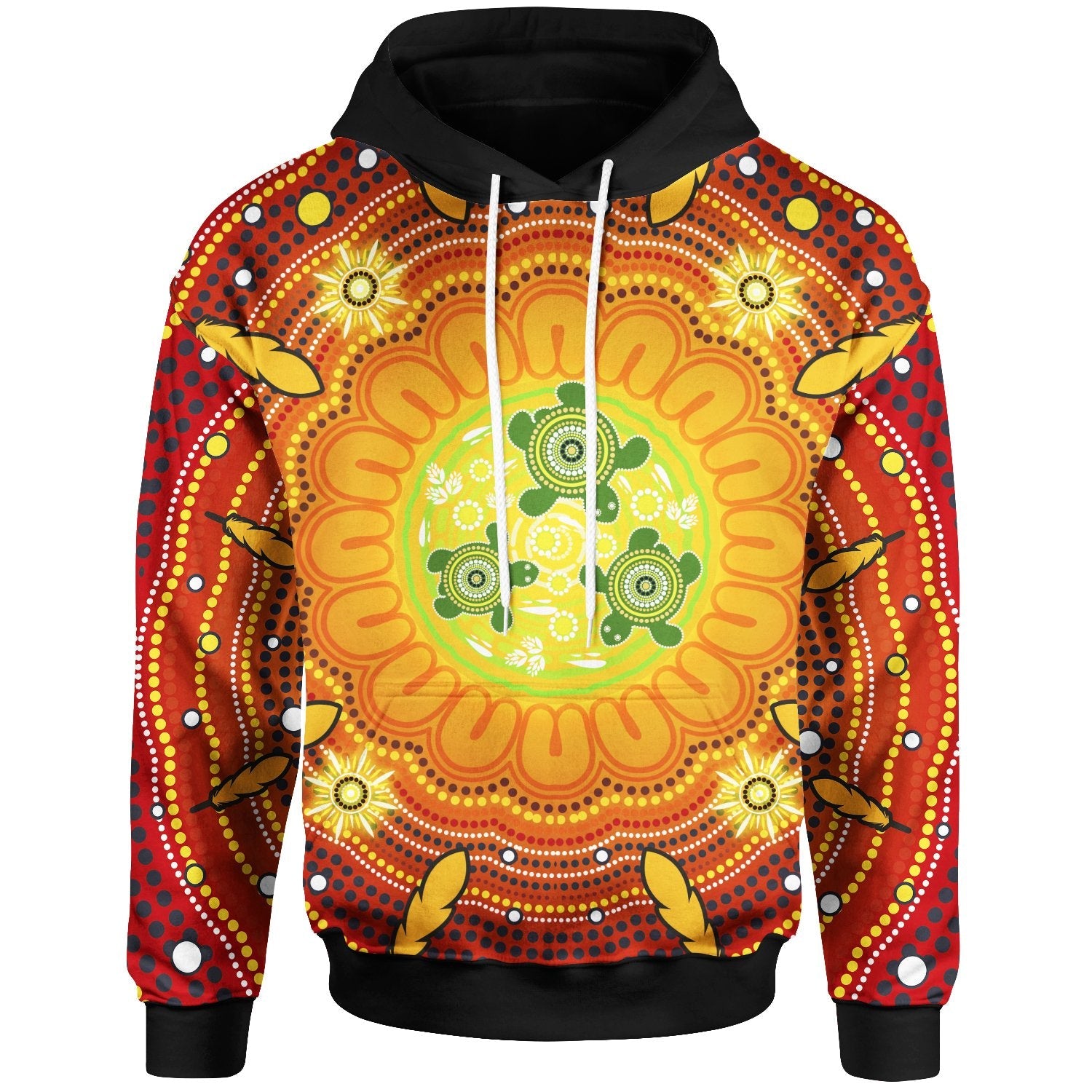 Aboriginal Hoodie, Turtle Circle Dot Painting Art - - Vibe Hoodie Shop