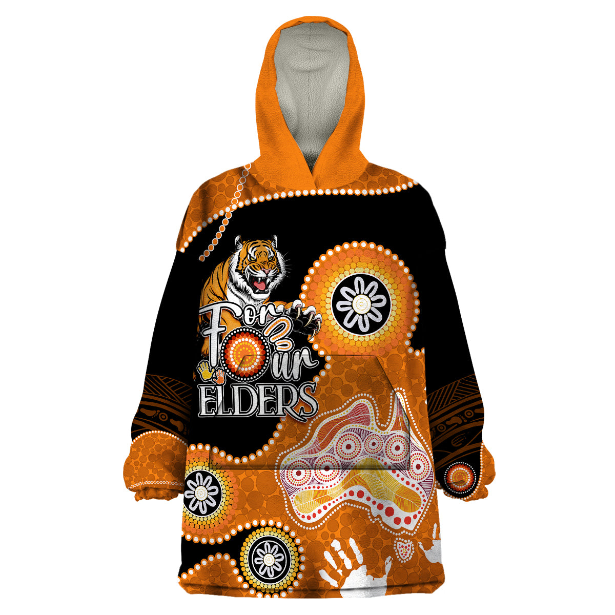 Personalised NAIDOC Week 2023 NRL Tigers For Our Elders Wearable Blanket Hoodie - Vibe Hoodie Shop