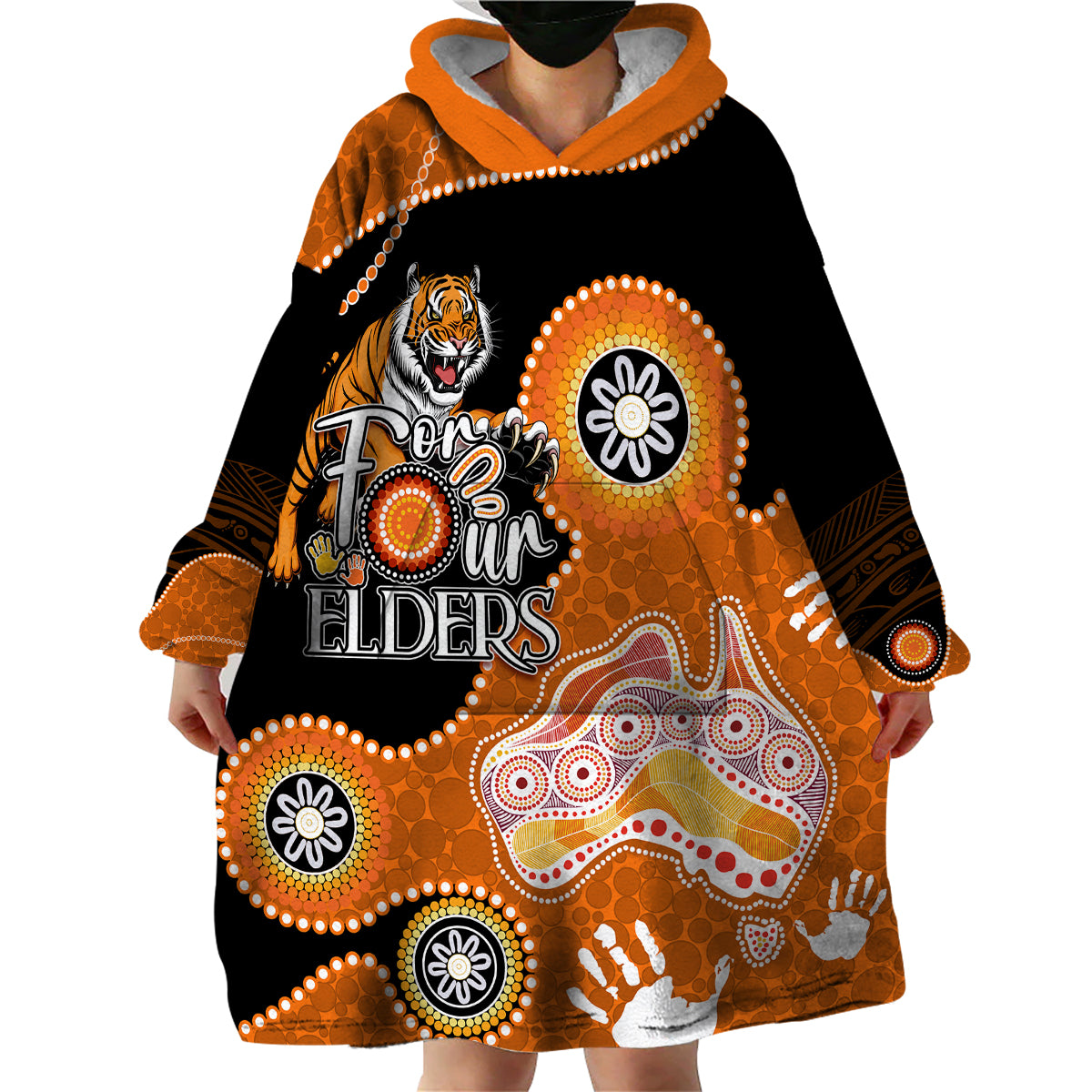 Personalised NAIDOC Week 2023 NRL Tigers For Our Elders Wearable Blanket Hoodie - Vibe Hoodie Shop