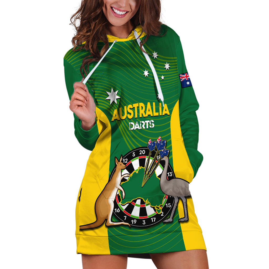 (Custom Personalised) Australia Darts National Color Mix Kangaroo And Emu Hoodie Dress - Vibe Hoodie Shop