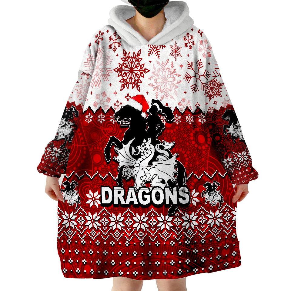 Dragons Rugby Christmas 2022 Wearable Blanket Hoodie - Vibe Hoodie Shop