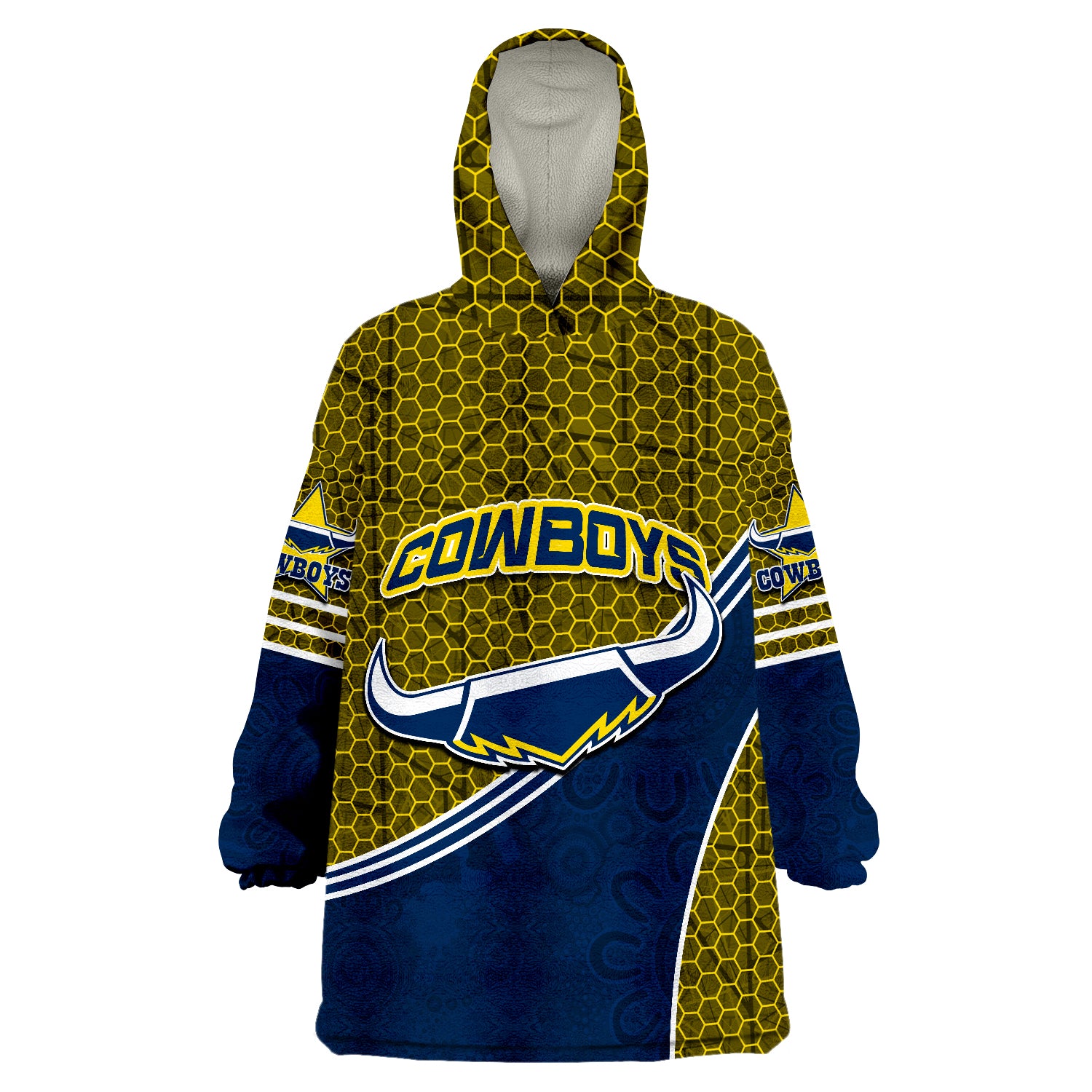 Cowboys Rugby Mix Aboriginal Simple Wearable Blanket Hoodie - Vibe Hoodie Shop