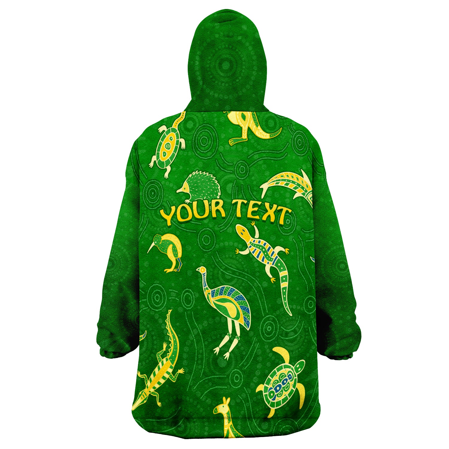 (Custom Personalised) Aboriginal Art Animals Australia Version Green Wearable Blanket Hoodie - Vibe Hoodie Shop