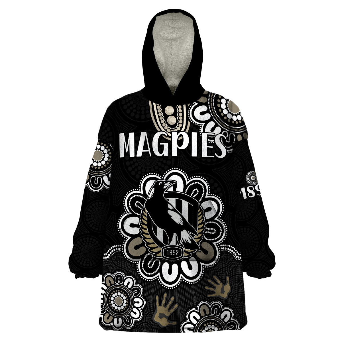 AFL Collingwood Magpies Football Magpies 1892 Wearable Blanket Hoodie - Vibe Hoodie Shop