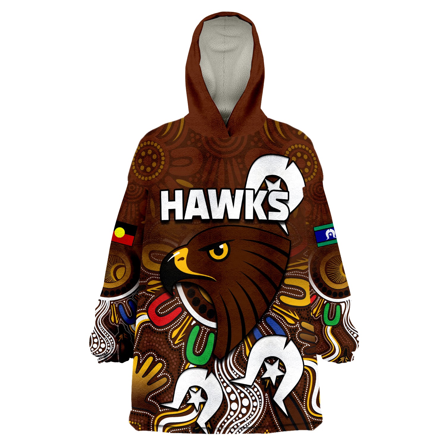 (Custom Personalised) Hawks NAIDOC Week Hawthorn Football Aboriginal Wearable Blanket Hoodie - Vibe Hoodie Shop