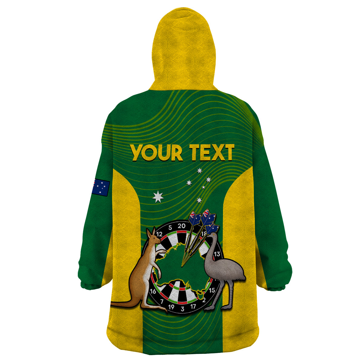 (Custom Personalised) Australia Darts National Color Mix Kangaroo And Emu Wearable Blanket Hoodie - Vibe Hoodie Shop